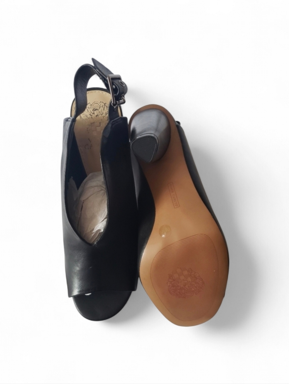 Vince Camuto VP-Kembia Black Leather Peep-toe Mule Size 8 - Picture 6 of 6